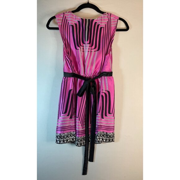 Hale Bob size Small Pink Silk Empire Waist Dress w/Black & White Pattern NWT - Picture 10 of 13